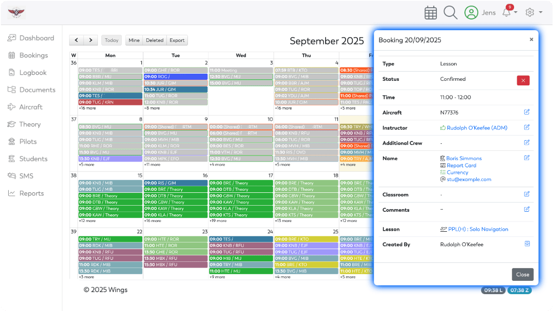 OY Wings - Bookings Month