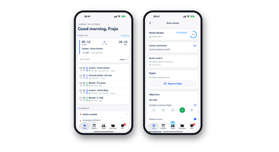 OY Wings on iPhone: the Today screen and a lesson being scored