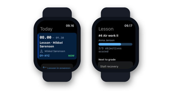 OY Wings on Apple Watch: the next lesson and a lesson in progress